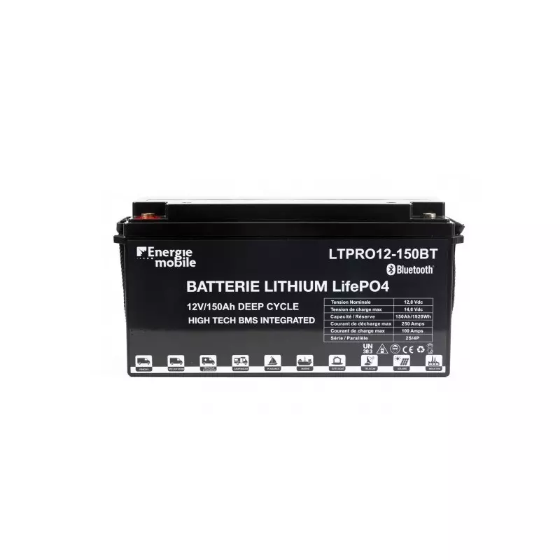 Batterie Lithium 150Ah 12V BMS Bluetooth 250A Energie Mobile