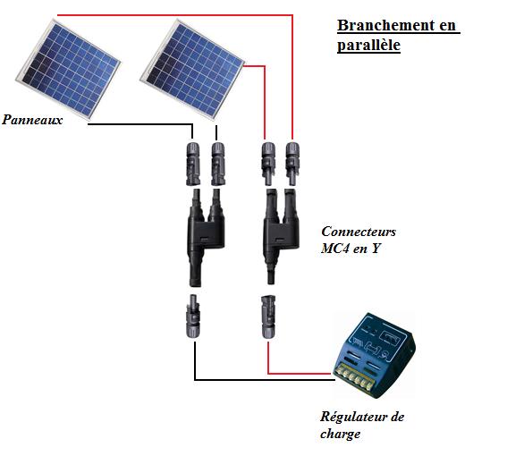 Kit connecteurs solaires parallele 3 panneaux